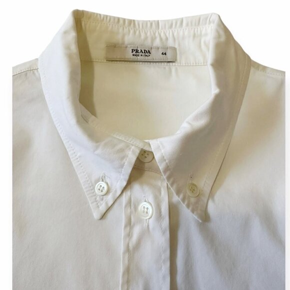 Prada White Stretch Cotton Button Down Shirt, size Italian 44/10 US, - Picture 11 of 15